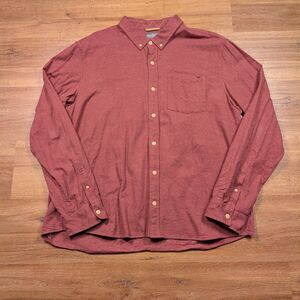 LL Bean Signature Donegal Shirt Mens XL Red Slim Fit Button Down Speckled